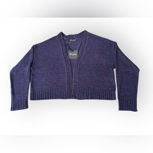Marled XL Purple Knit Cardigan – Cropped Open Front NWOT